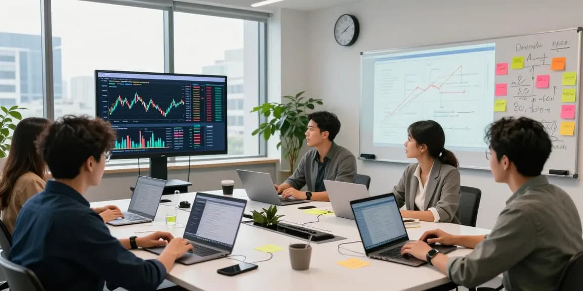 Real-time financial data API collaboration in a modern fintech workspace.